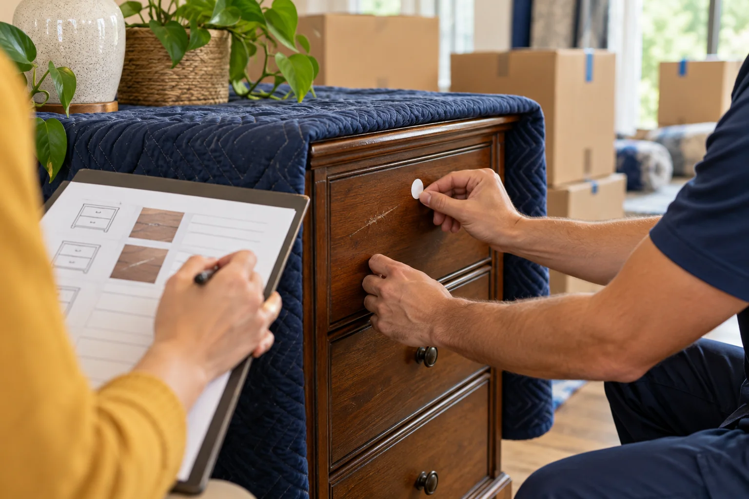 Detail illustrating check the inventory at pickup