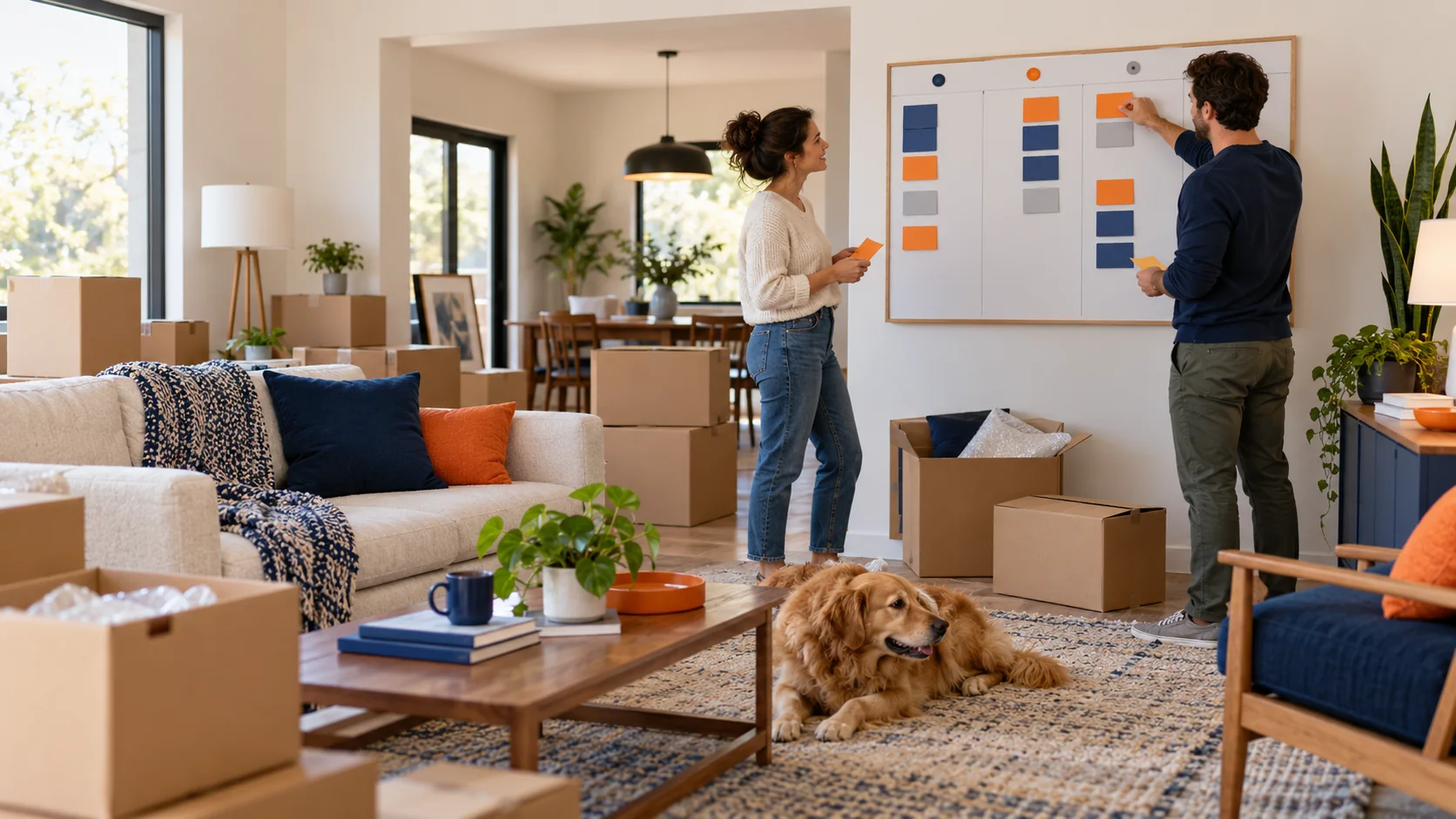 Scene illustrating conduct a post-move review for open tasks