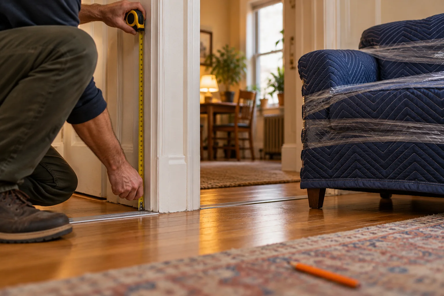 Measuring a doorway to check furniture clearance