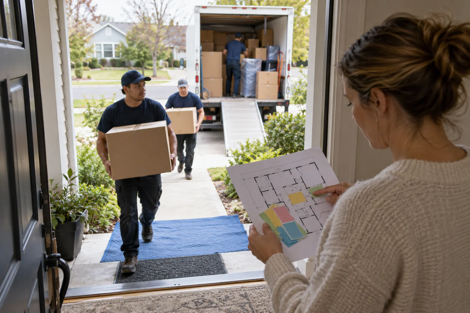 Detail illustrating prepare the destination for unloading