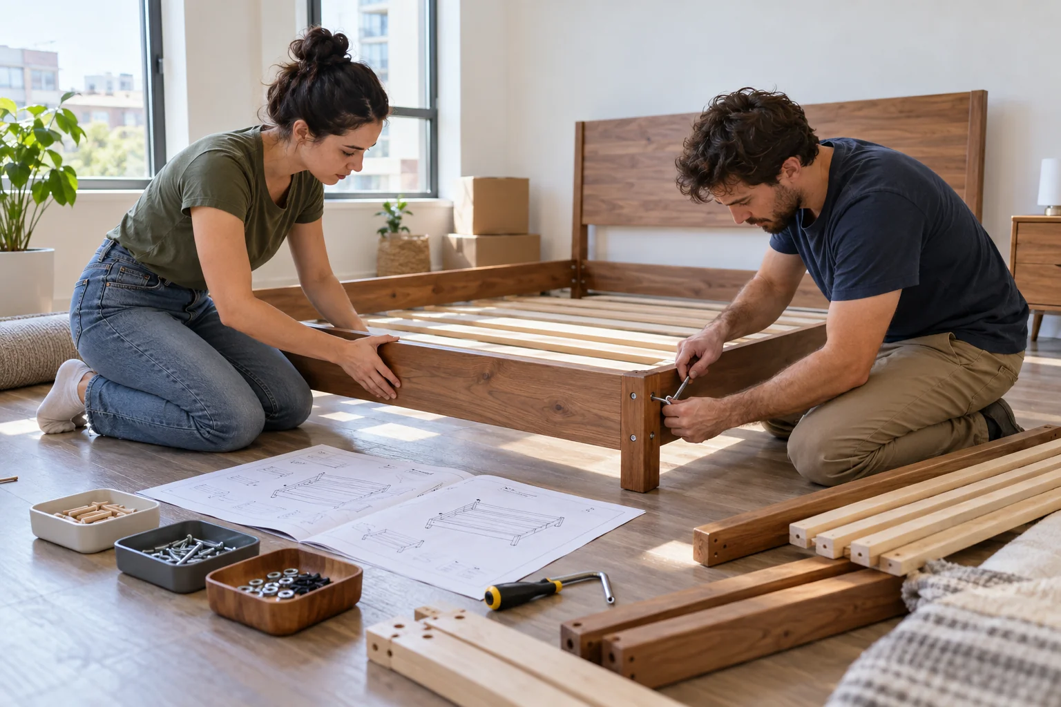 Scene illustrating reassemble and check furniture safely