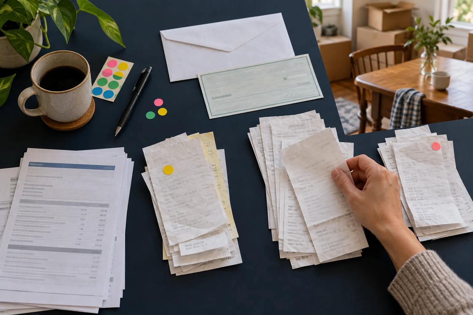 Detail illustrating track receipts and the final move cost